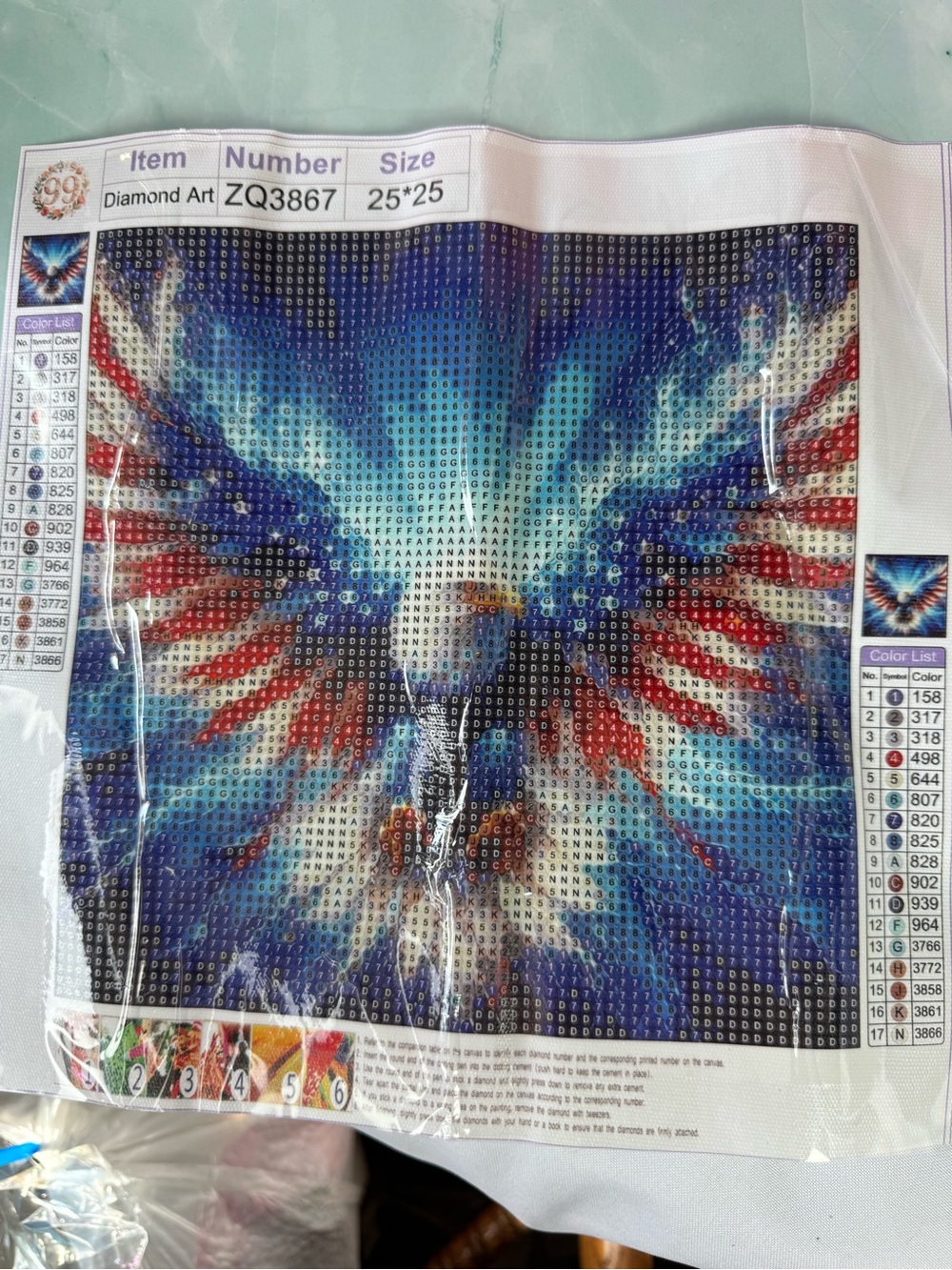 ★ Eagle Diamond Art Kit 25x25cm DIY Crystal Rhinestone Craft Canvas